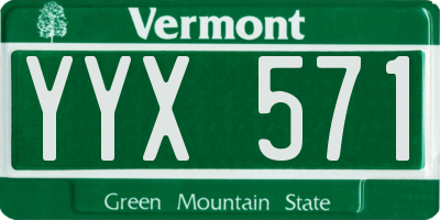 VT license plate YYX571