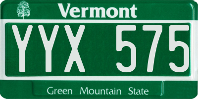 VT license plate YYX575