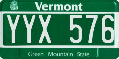 VT license plate YYX576
