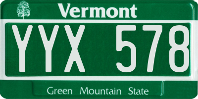 VT license plate YYX578