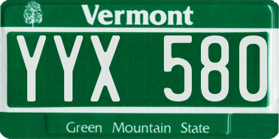 VT license plate YYX580