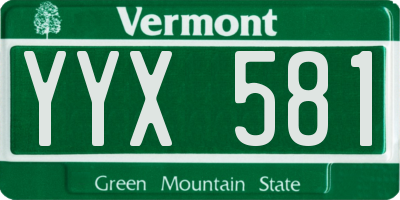 VT license plate YYX581