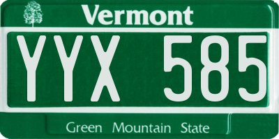 VT license plate YYX585