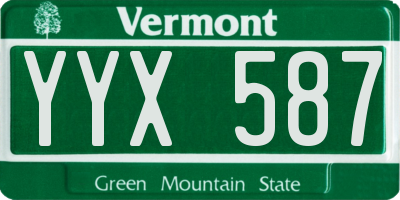 VT license plate YYX587