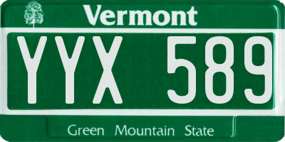 VT license plate YYX589