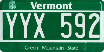 VT license plate YYX592