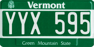 VT license plate YYX595