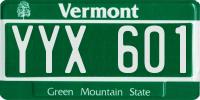 VT license plate YYX601