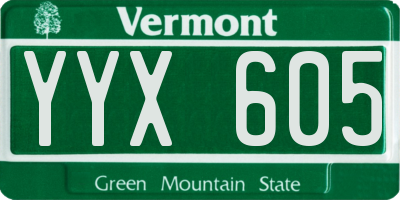 VT license plate YYX605