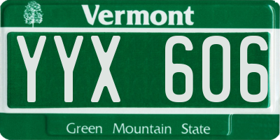 VT license plate YYX606
