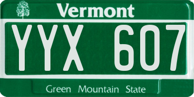 VT license plate YYX607
