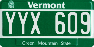 VT license plate YYX609