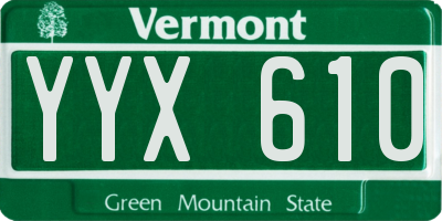 VT license plate YYX610