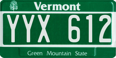 VT license plate YYX612