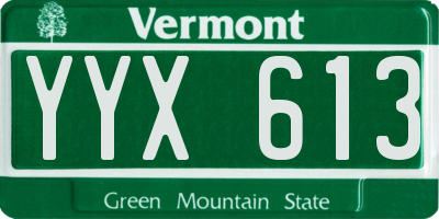 VT license plate YYX613