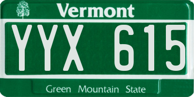 VT license plate YYX615