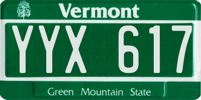 VT license plate YYX617