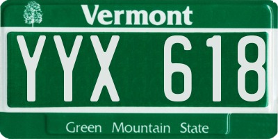 VT license plate YYX618