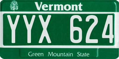 VT license plate YYX624