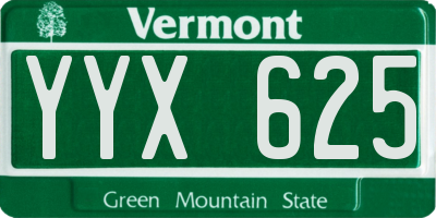 VT license plate YYX625