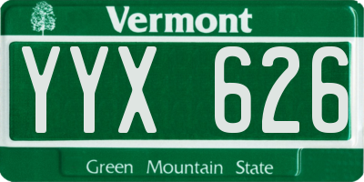 VT license plate YYX626