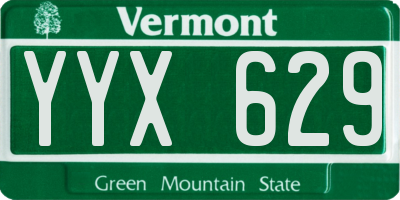 VT license plate YYX629