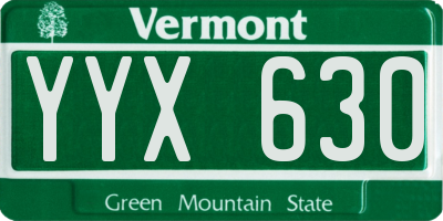 VT license plate YYX630