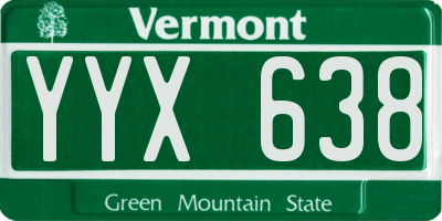 VT license plate YYX638