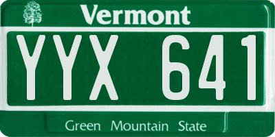 VT license plate YYX641