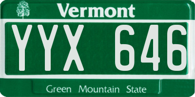 VT license plate YYX646