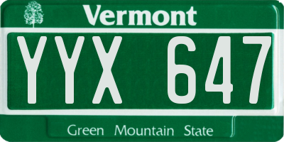 VT license plate YYX647