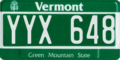 VT license plate YYX648