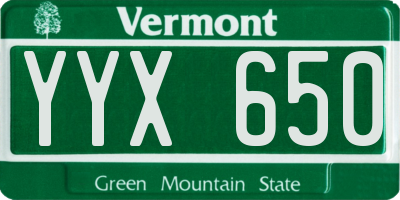 VT license plate YYX650