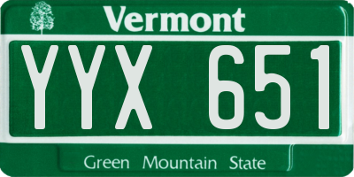 VT license plate YYX651