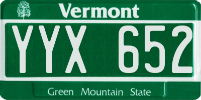 VT license plate YYX652