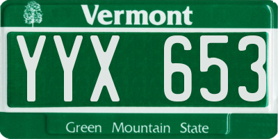 VT license plate YYX653