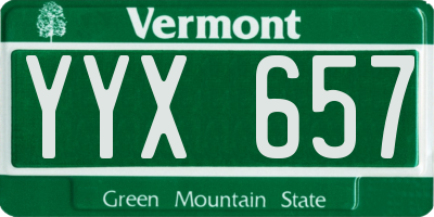 VT license plate YYX657