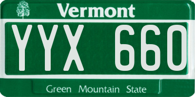 VT license plate YYX660