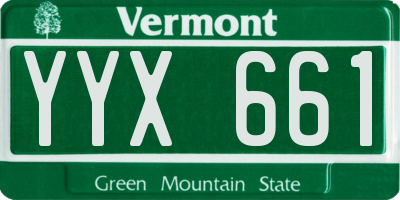 VT license plate YYX661