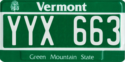 VT license plate YYX663