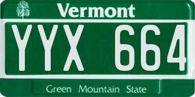 VT license plate YYX664