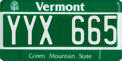 VT license plate YYX665