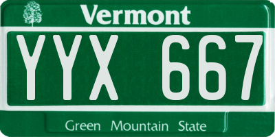 VT license plate YYX667