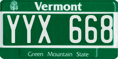 VT license plate YYX668