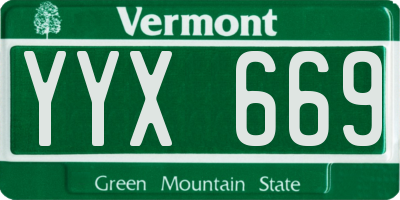 VT license plate YYX669