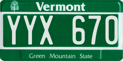 VT license plate YYX670