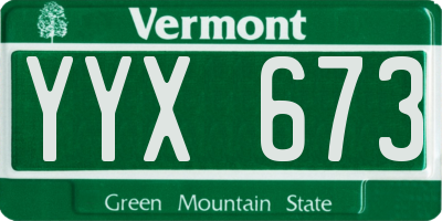 VT license plate YYX673