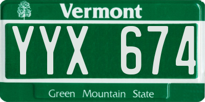 VT license plate YYX674