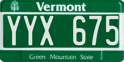 VT license plate YYX675