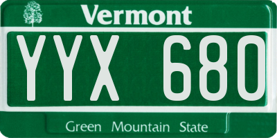 VT license plate YYX680